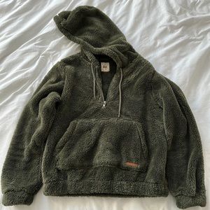 Billabong green Sherpa quarter zip pullover